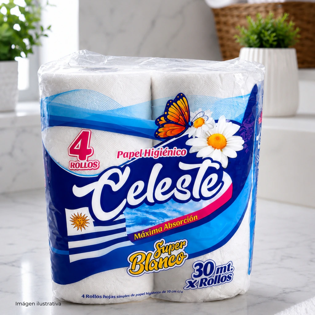 PAPEL HIGIENICO CELESTE 4X30MTS